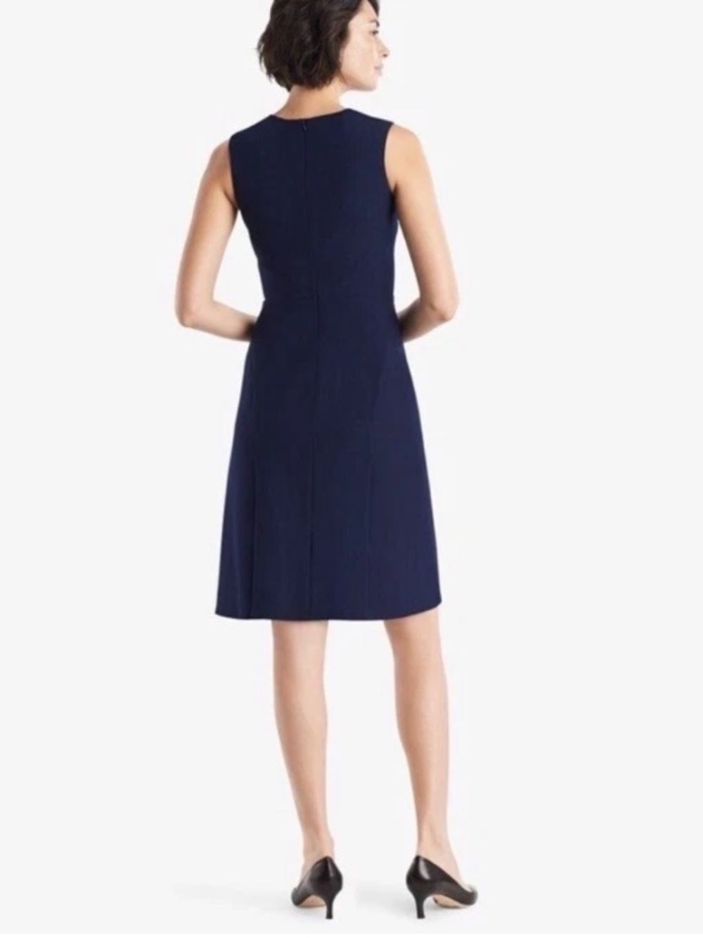 MM Lafleur Annie A-Line Sheath Dress Navy 10 Career Office Minimalist Classic - Picture 3 of 13